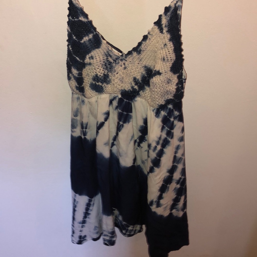 Blue and white tie-dye dress